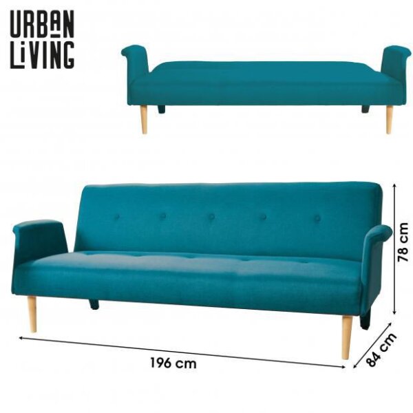 Sofá/Cama 3 posiciones Capri/Tela azul turquesa Outlet Point